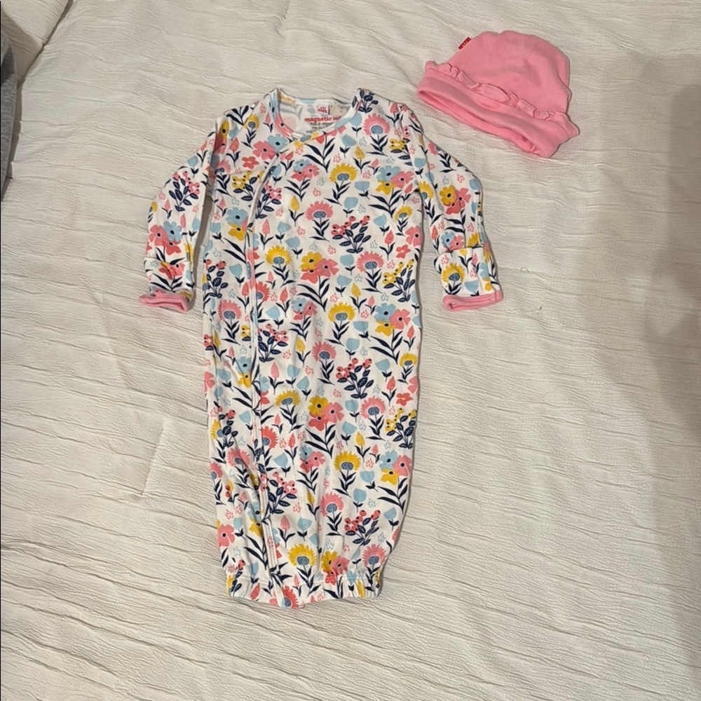 Floral Print Kids Dress with Hat